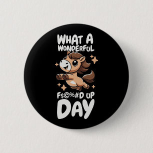 Horse Riding Horseback - Rider Fored Up Day 6 Cm Round Badge
