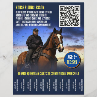 Horse Riding Lesson Flyer with QR Code v.3
