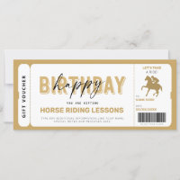 Horse Riding Lessons Gold Gift Ticket Voucher
