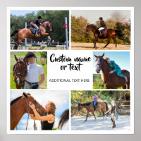 Horse Riding Photo Collage Template White Modern 
