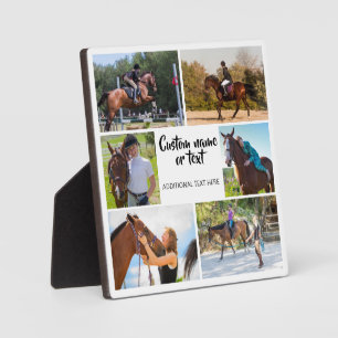 Horse Riding Photo Collage White Modern  Plaque