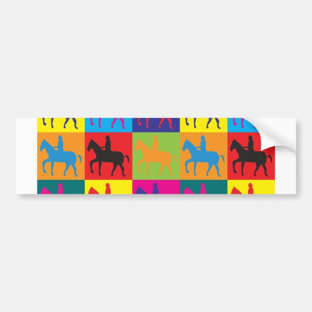 Horse Riding Pop Art Bumper Sticker (Front)