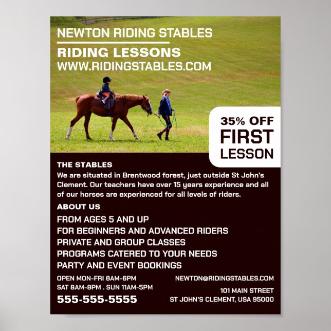 Horse Riding Portrait, Riding Instructor, Academy Poster (Front)