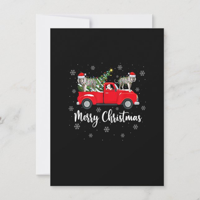 Horse Riding Red Truck Xmas Merry Christmas Invitation (Front)