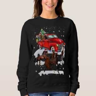 Horse Riding Red Truck Xmas Merry Christmas Sweatshirt
