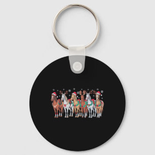 Horse Riding Santa Hat Christmas Lights Animal Lov Key Ring