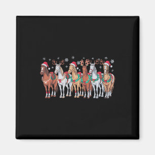 Horse Riding Santa Hat Christmas Lights Animal Lov Magnet