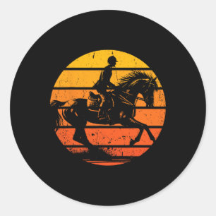 Horse Riding Sunset Equestrian Horse Rider Classic Round Sticker