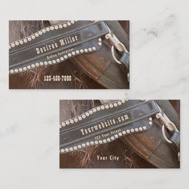 Horse Riding Trainer Rustic Brown Western Business Card (Front/Back)