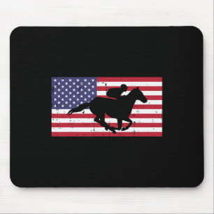 Horse Riding Us Flag Horseback Racing Patriotic Eq Mouse Mat