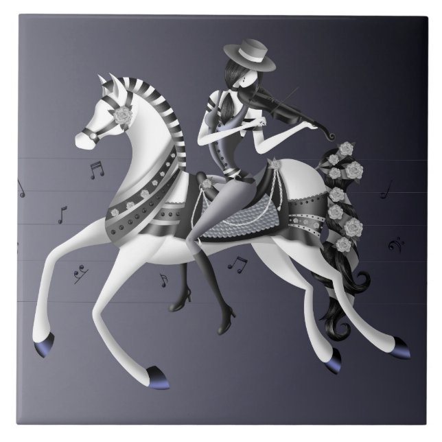 Horse Riding Violinist  Tile (Front)
