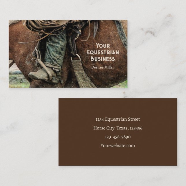 Horse Riding Western Rustic Cowboy Business Card (Front/Back)