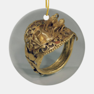 Horse ring (gold and cornelian) ceramic tree decoration