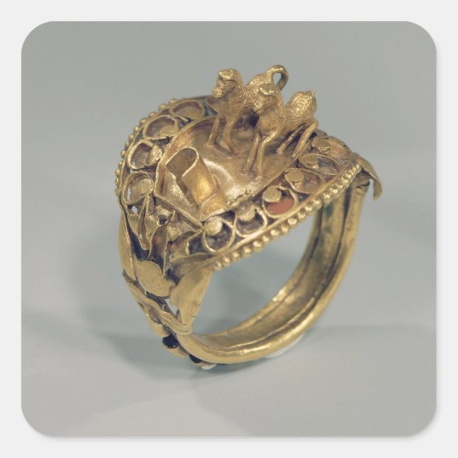 Horse ring (gold and cornelian) square sticker (Front)