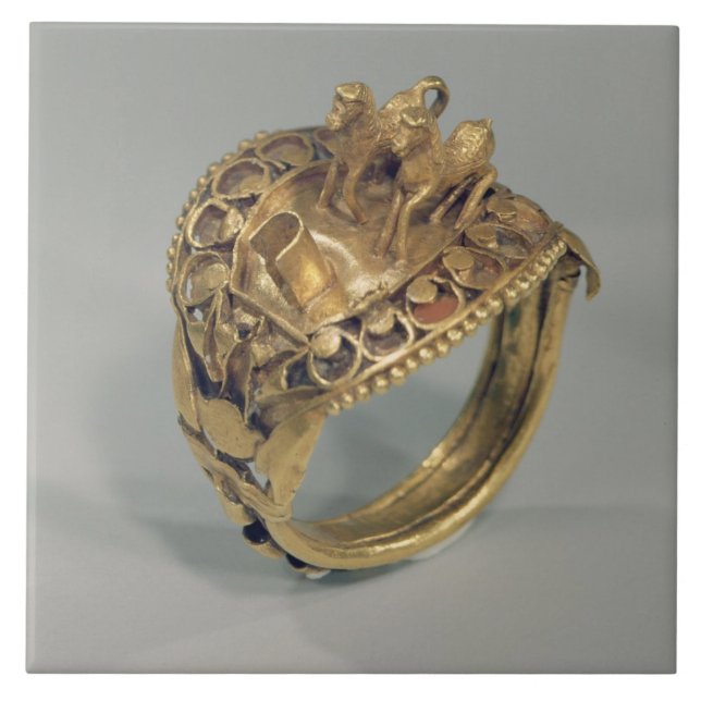 Horse ring (gold and cornelian) tile (Front)
