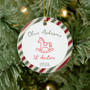 Horse Rocking First Christmas Baby Boy or Girl Ceramic Tree Decoration