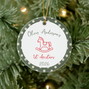 Horse Rocking First Christmas Baby Boy or Girl Ceramic Tree Decoration