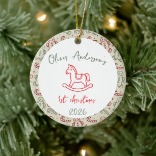 Horse Rocking First Christmas Baby Boy or Girl Ceramic Tree Decoration