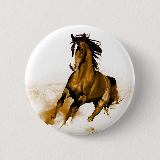 Horse Running 6 Cm Round Badge (Front)