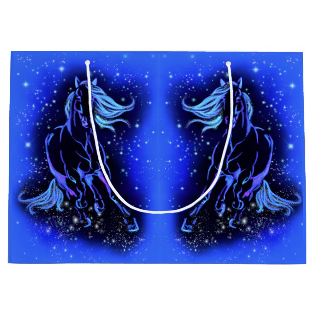 Horse Running At Blue Starry Night Gift Bag (Front)