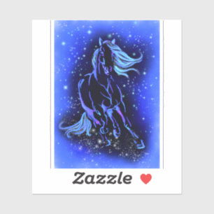 Horse Running At Starry Blue Night Sticker