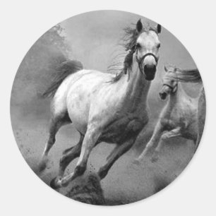 Horse Running Classic Round Sticker