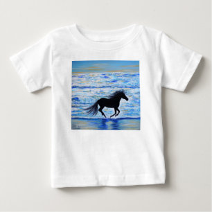Horse Running Free by the Sea Painting Baby T-Shirt