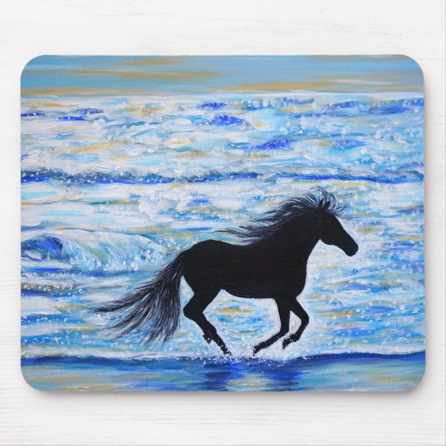 Horse Running Free by the Sea Painting Mouse Mat (Front)