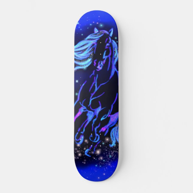 Horse Running In Moonlight Starry Night Skateboard (Front)