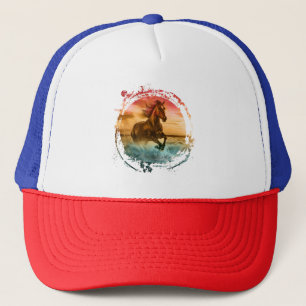 HORSE RUNNING IN SEASHORE SEASCAPE TRUCKER HAT