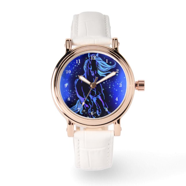 Horse Running In Starry Night Blue Watch Gift (Front)