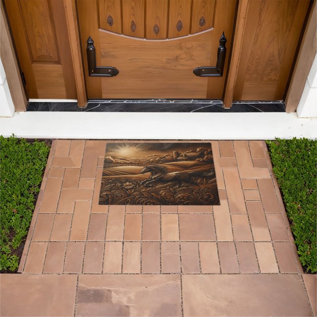 Horse Running Leather Doormat (Outdoor)