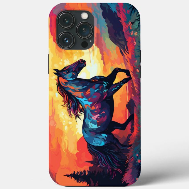 Horse Running On Field Abstract Art Horse Lovers Case-Mate iPhone Case (Back)