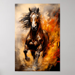 Horse Running Through Fire Poster