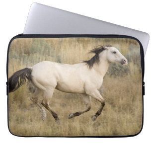 Horse Running Through Prairie Grass Laptop Sleeve