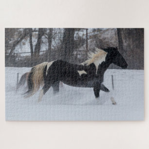 Horse Running Through the Snow Jigsaw Puzzle