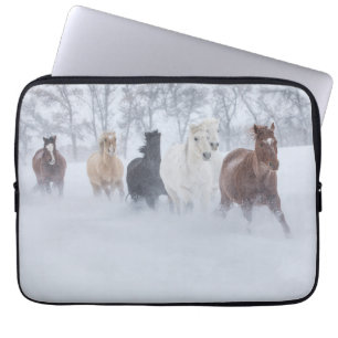Horse Running Through the Snow Laptop Sleeve