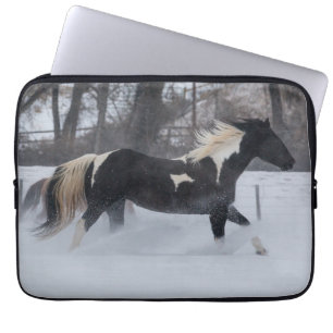 Horse Running Through the Snow Laptop Sleeve