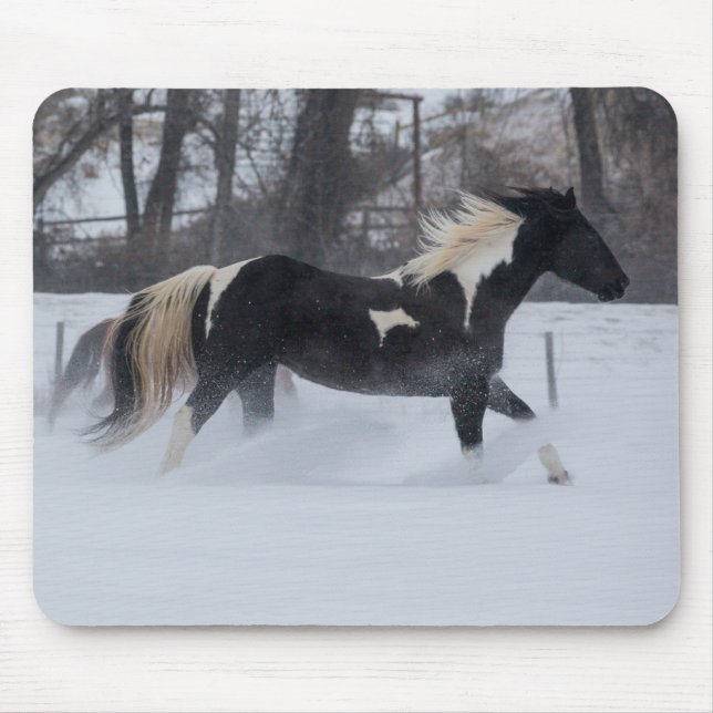 Horse Running Through the Snow Mouse Mat (Front)