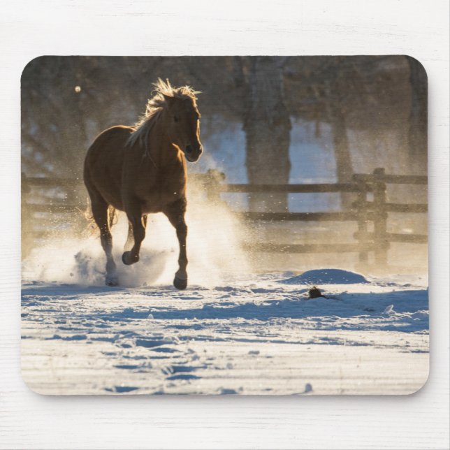 Horse Running Through the Snow Mouse Mat (Front)