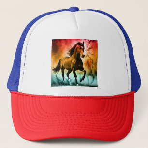 Horse running trucker hat
