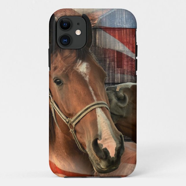 Horse Rustic Barn American Flag Case-Mate iPhone Case (Back)