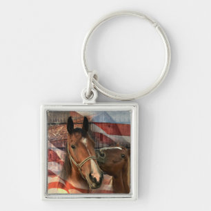 Horse Rustic Barn American Flag Key Ring
