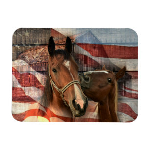 Horse Rustic Barn American Flag Magnet