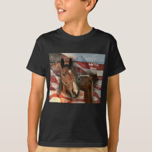 Horse Rustic Barn American Flag T-Shirt
