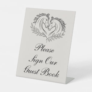 Horse Rustic Elegant Country Wedding Guest Book  Pedestal Sign
