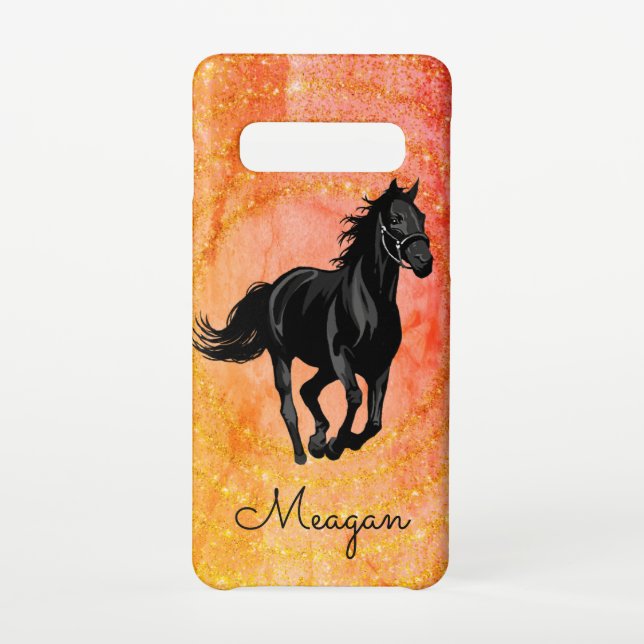 Horse Rustic Sparkle Personalised Phone Case (Back)