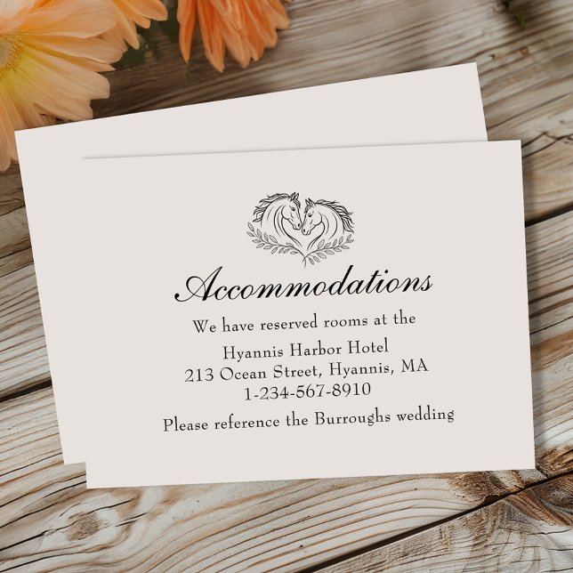 Horse Rustic Western Wedding Accommodation  Enclosure Card (Creator Uploaded)