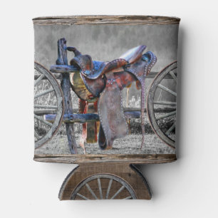 Horse Saddle Corral Fence Western Wagon Wheels Can Cooler