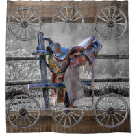 Horse Saddle Corral Fence Western Wagon Wheels 